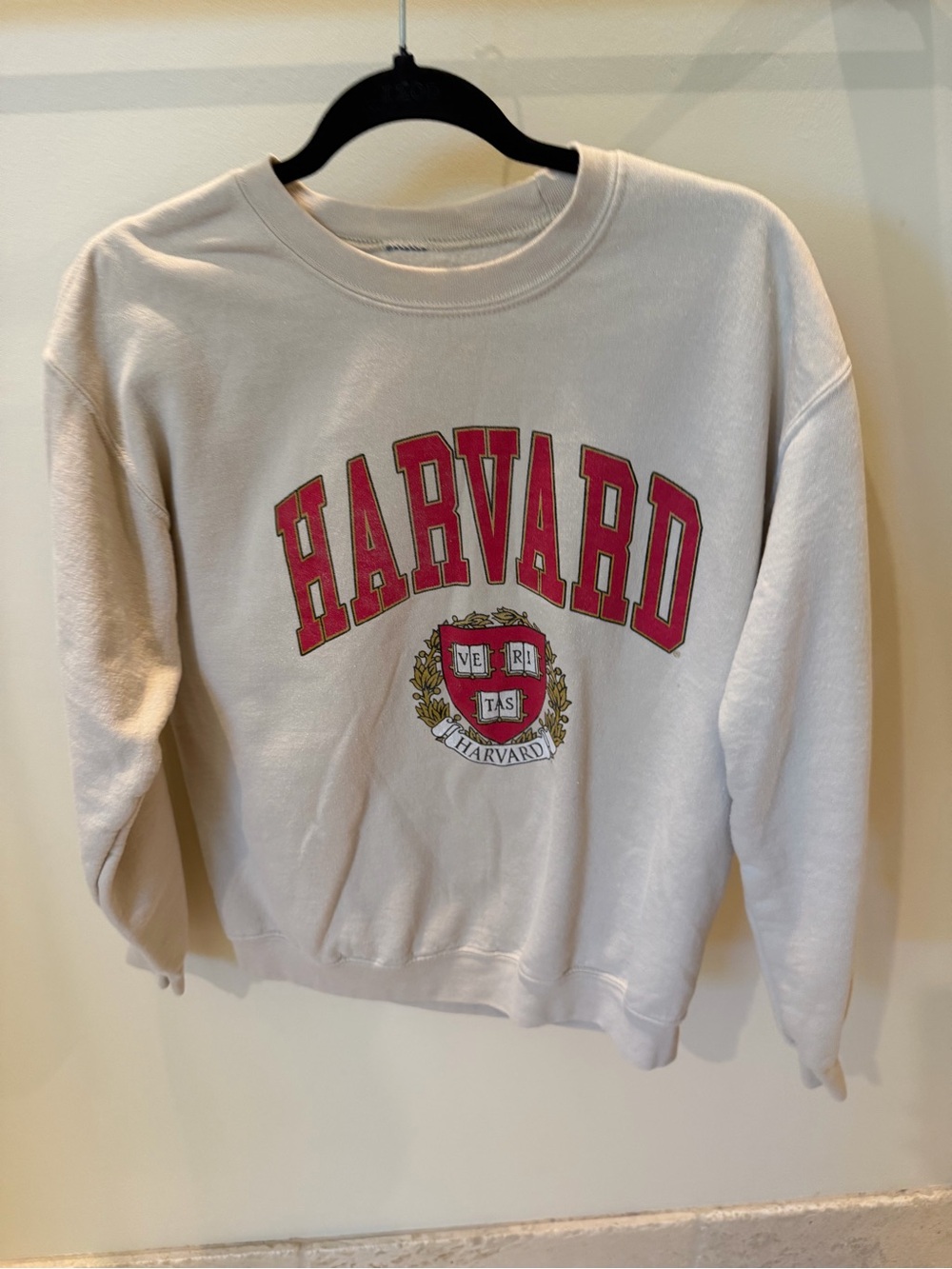 Crewneck Sweatshirt - Cream with Red Logo